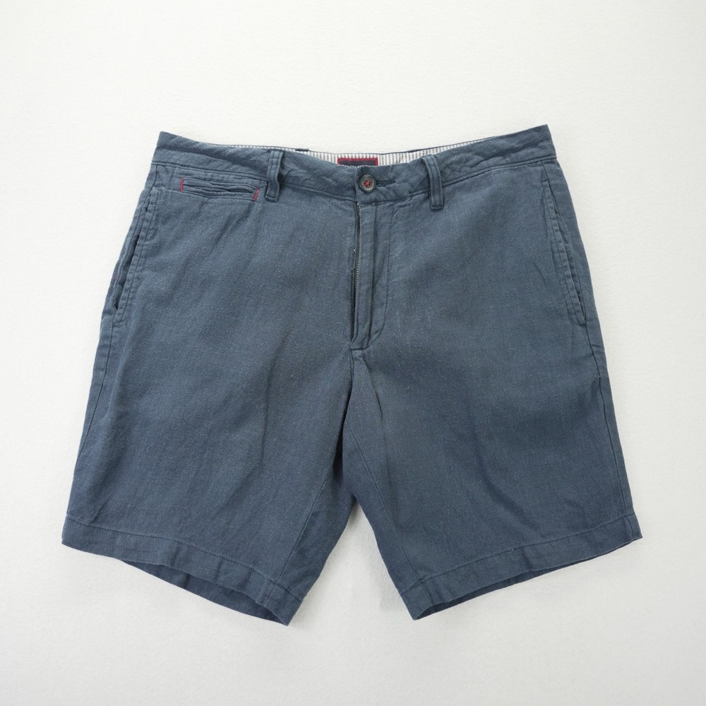 UNTUCKit St. Julien Mens Navy Linen Blend Shorts Size 32 Regular Fit 40542